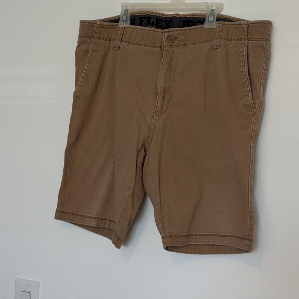FLEX Men's khaki Cotton Chino Shorts Flat Front Pockets Casual